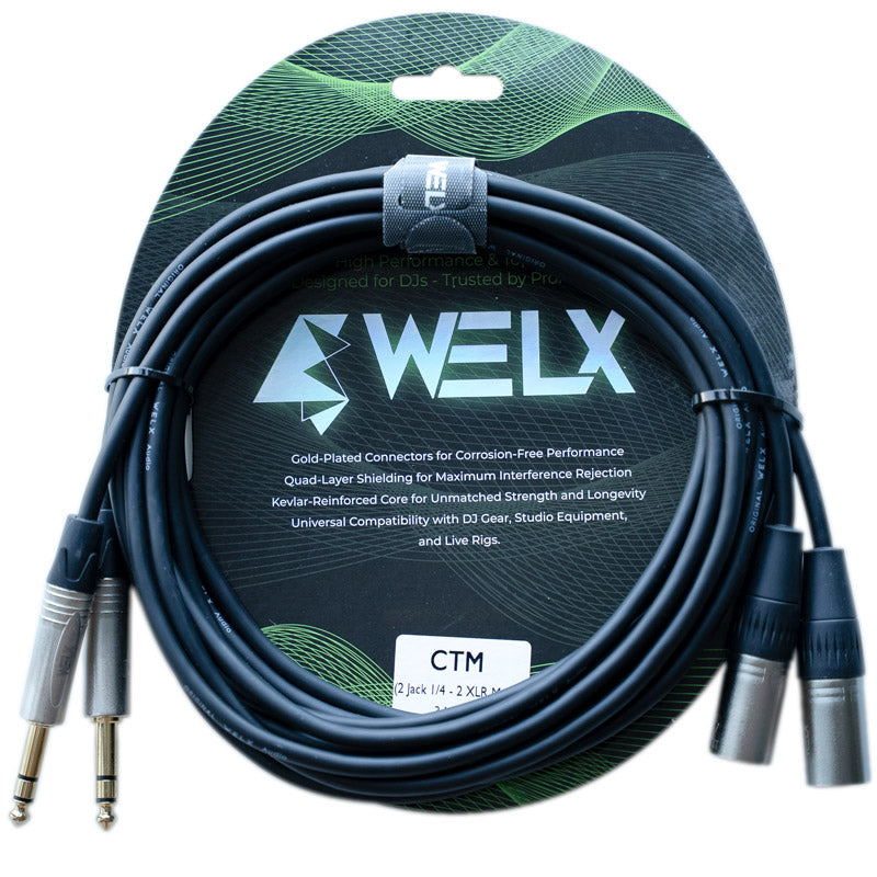 Welx WELXSD171OVS BLK CTM Cable 2 XLR Macho a 2 x Jack Balanceado 3 Metros Negro 1