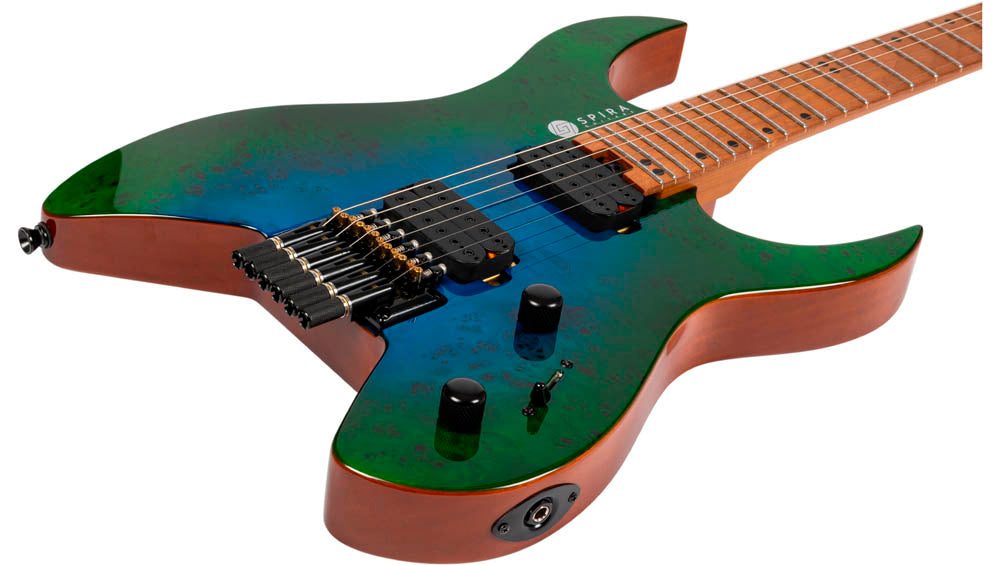 Spira S500-GBR Headless Guitarra Eléctrica Verde Azul 3